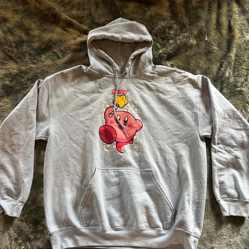 Official Nintendo Kirby Graphic Pullover Hoodie Sweatshirt Size Large